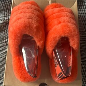 UGG BRAND NEW!  Vibrant Orange Fluffy Slippers